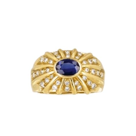 Bague 52 Bague jonc en or jaune 18K saphir et diamants 58 Facettes Bag.Soleil