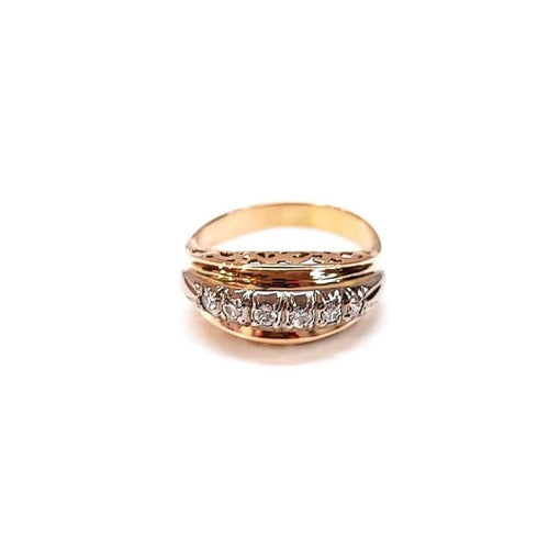 Bague 54 Bague rétro en or rose 18k avec 6 diamants 58 Facettes Bag.rail50.818