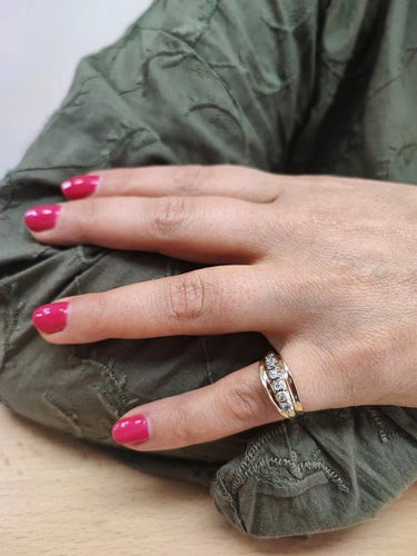 Bague 54 Bague rétro en or rose 18k avec 6 diamants 58 Facettes Bag.rail50.818