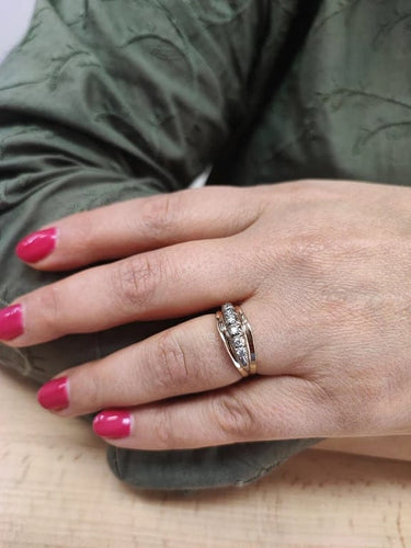 Bague 54 Bague rétro en or rose 18k avec 6 diamants 58 Facettes Bag.rail50.818