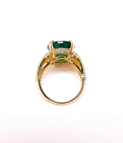Bague 54 Bague en or jaune 18K avec émeraude et diamants 58 Facettes BAG.EMER.XL