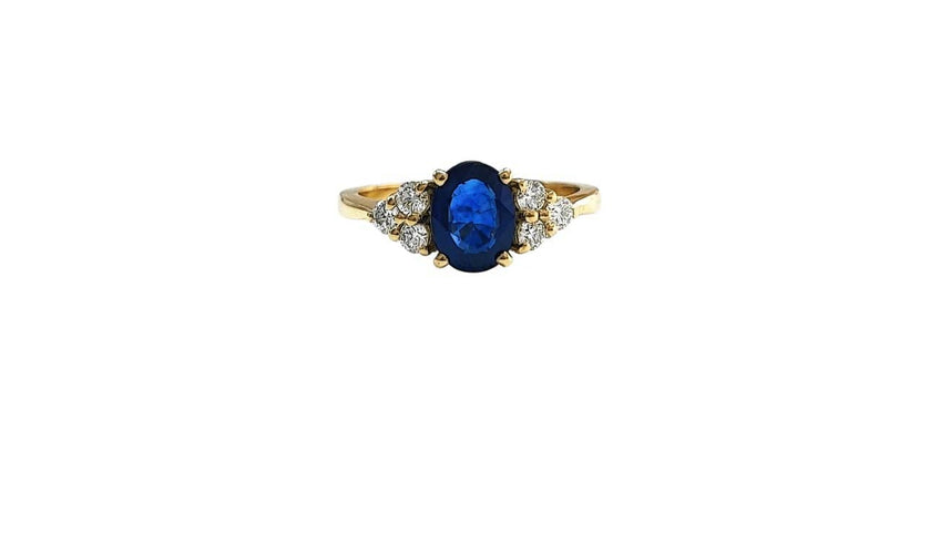Bague 55 Bague en or jaune 18K au saphir 1,33 ct et diamants 58 Facettes Bag.Ov.6Dt.FA34S