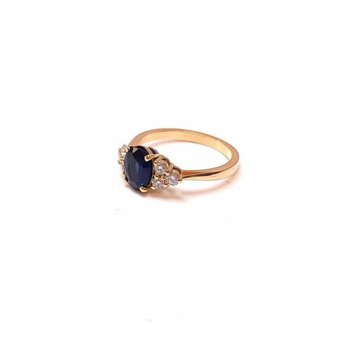 Bague 55 Bague en or jaune 18K au saphir 1,33 ct et diamants 58 Facettes Bag.Ov.6Dt.FA34S
