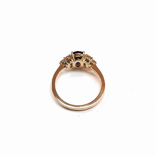 Bague 55 Bague en or jaune 18K au saphir 1,33 ct et diamants 58 Facettes Bag.Ov.6Dt.FA34S