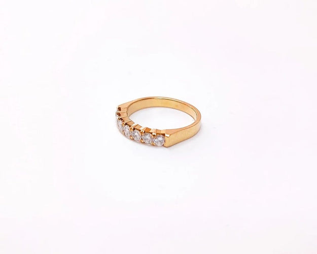 Bague 53.5 Demi-alliance - Bague en or jaune 18K et diamants 58 Facettes All.Demi.FA.19-J