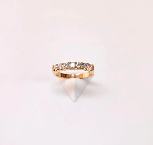 Bague 53.5 Demi-alliance - Bague en or jaune 18K et diamants 58 Facettes All.Demi.FA.19-J