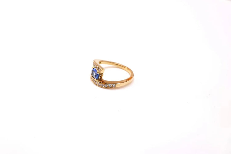 Bague 54 Bague saphir et diamants en or jaune 18K 58 Facettes Bag.Pce.Sa.FA.39