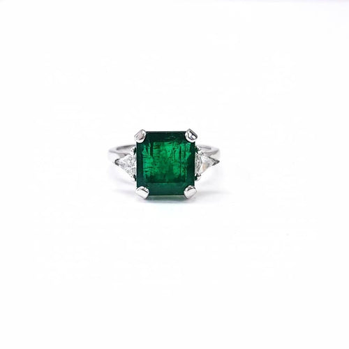 Bague 54.5 Bague émeraude et diamants en or blanc 18K 58 Facettes BAG.EMER.FA.42