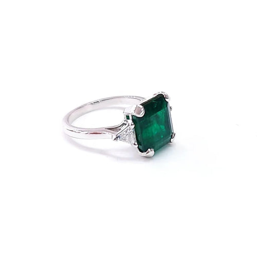 Bague 54.5 Bague émeraude et diamants en or blanc 18K 58 Facettes BAG.EMER.FA.42