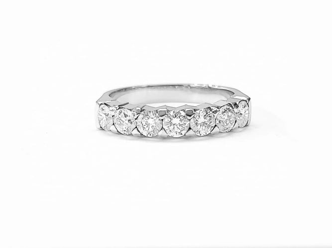 Bague 54 Demi-alliance - Bague en or jaune 18K et 7 diamants 58 Facettes All.Demi.FA.45-B