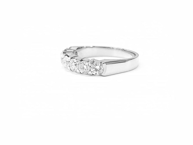 Bague 54 Demi-alliance - Bague en or jaune 18K et 7 diamants 58 Facettes All.Demi.FA.45-B