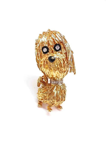 Broche Broche chien en or jaune 18K et diamants 58 Facettes Broc.chien-988