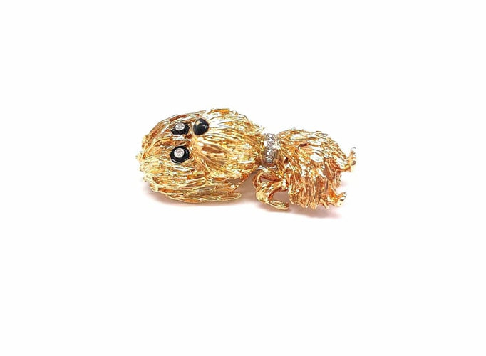 Broche Broche chien en or jaune 18K et diamants 58 Facettes Broc.chien-988