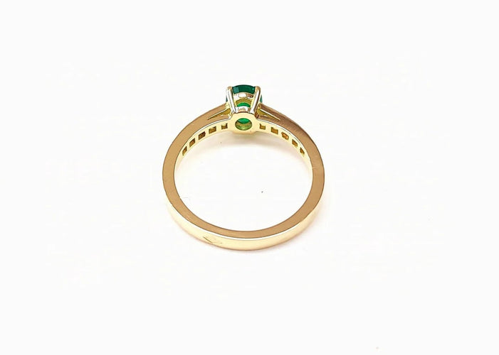 Bague 53.5 Bague en or jaune 18K avec émeraude et diamants 58 Facettes Bag.lgn em.FA.47