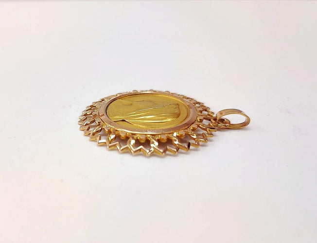 Pendentif Médaille Vierge cerclée en or jaune 18K 58 Facettes Med.Vierge.1369