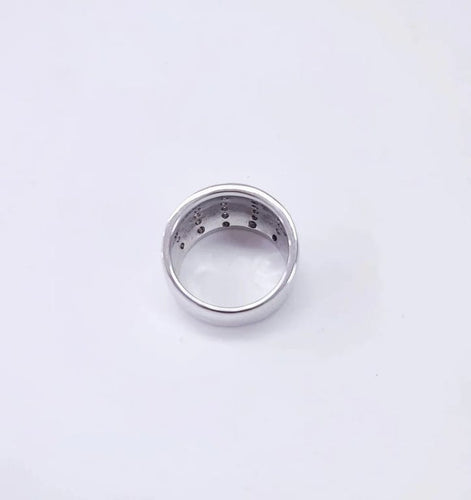 Bague 55 Bague jonc bandeau en or blanc 18K et diamants 58 Facettes BAG.TIGRE-1103