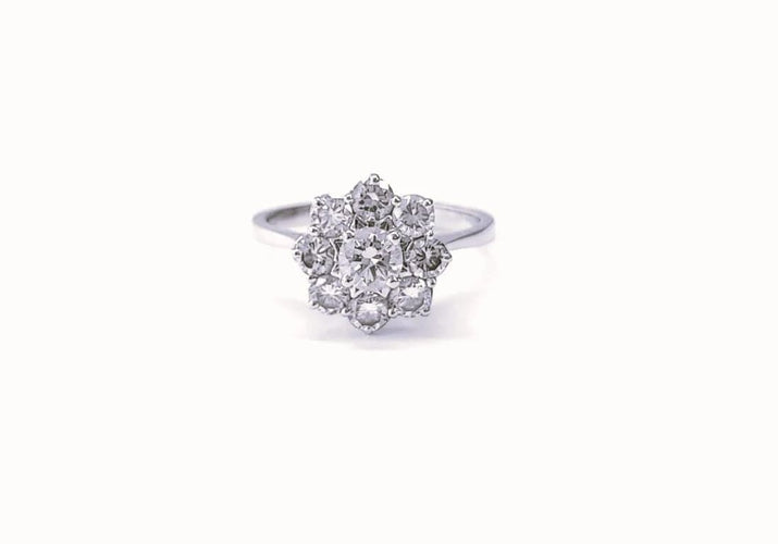 Bague 58 Bague marguerite en or blanc 18K et diamants 58 Facettes Bag.marg-1680