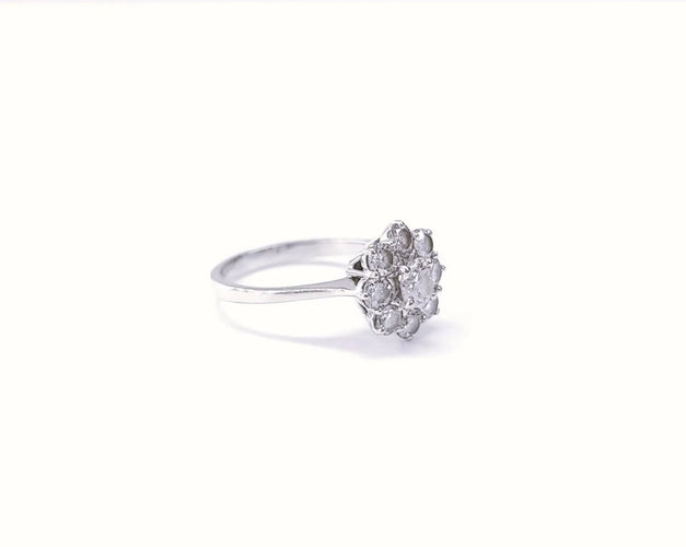 Bague 58 Bague marguerite en or blanc 18K et diamants 58 Facettes Bag.marg-1680