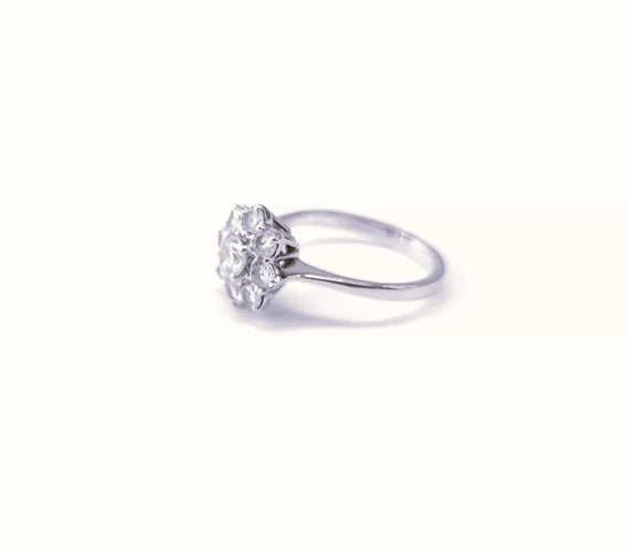 Bague 58 Bague marguerite en or blanc 18K et diamants 58 Facettes Bag.marg-1680