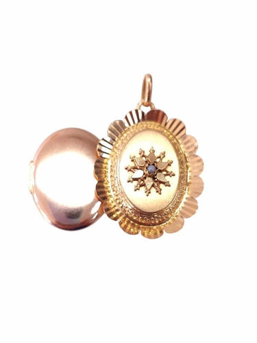 Pendentif Médaillon ouvrant en or jaune 18K avec perle 58 Facettes Med.1676.2