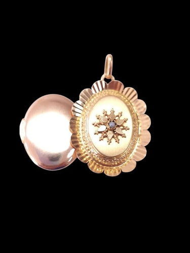 Pendentif Médaillon ouvrant en or jaune 18K avec perle 58 Facettes Med.1676.2