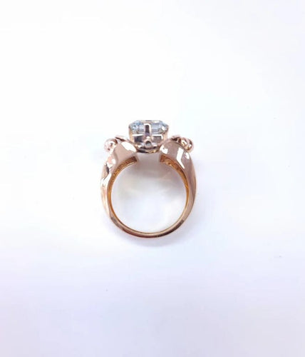 Bague 55 Bague Tank en or rose 18K sertie d’une aigue-marine 58 Facettes BagTank.A.M-1725