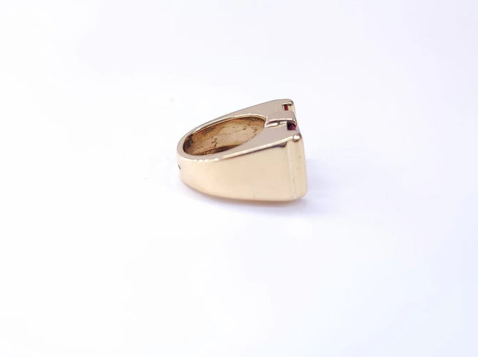 Bague 51 Bague tank en or jaune 18K sertie d’un rubis synthétique 58 Facettes Ba.Tank.RuSy1725