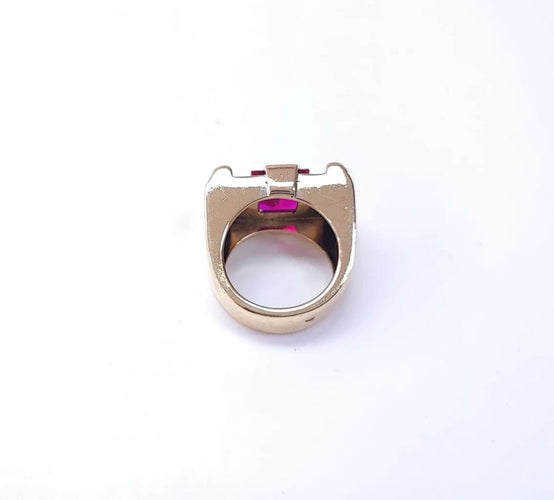 Bague 51 Bague tank en or jaune 18K sertie d’un rubis synthétique 58 Facettes Ba.Tank.RuSy1725