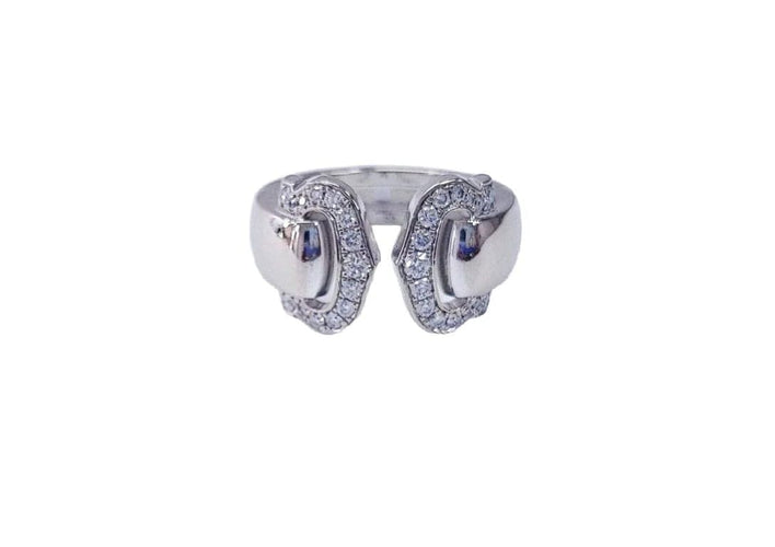 Bague 55 Cartier Collection C - Bague ouverte en or blanc et diamants 58 Facettes DV-Cartier-49