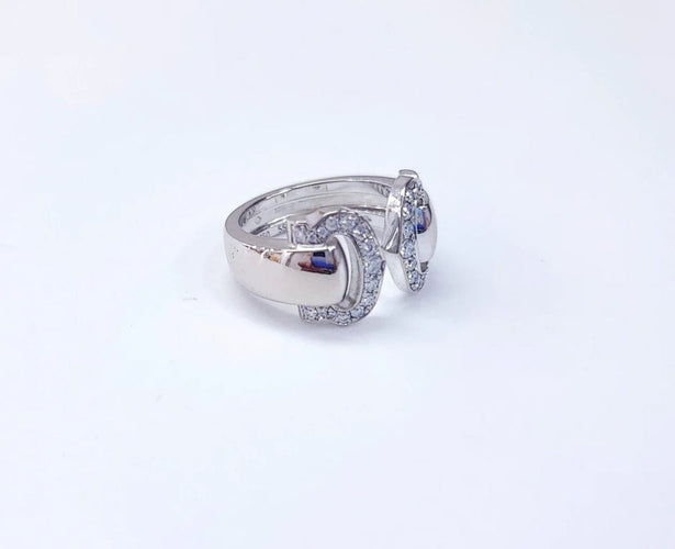 Bague 55 Cartier Collection C - Bague ouverte en or blanc et diamants 58 Facettes DV-Cartier-49