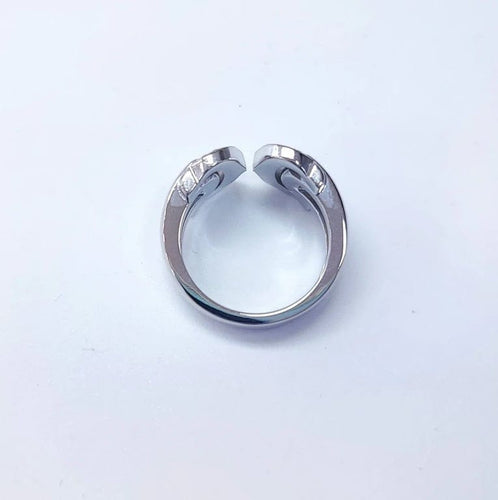 Bague 55 Cartier Collection C - Bague ouverte en or blanc et diamants 58 Facettes DV-Cartier-49