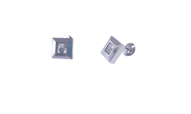 Boucles d'oreilles Chopard Happy Diamonds - Boucles d’oreilles en or blanc 18K et diamants 58 Facettes CHOPARD-DV51.