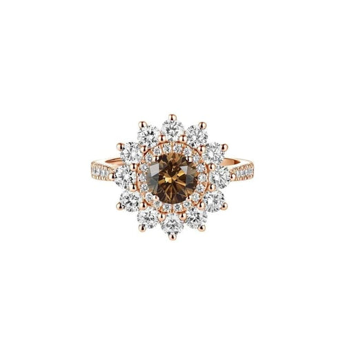 Bague 51 GEMMYO Lefkos - Bague marguerite en or rose 750, diamants 58 Facettes GYO.1722/2