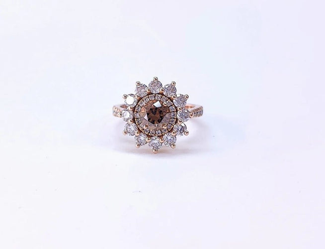 Bague 51 GEMMYO Lefkos - Bague marguerite en or rose 750, diamants 58 Facettes GYO.1722/2
