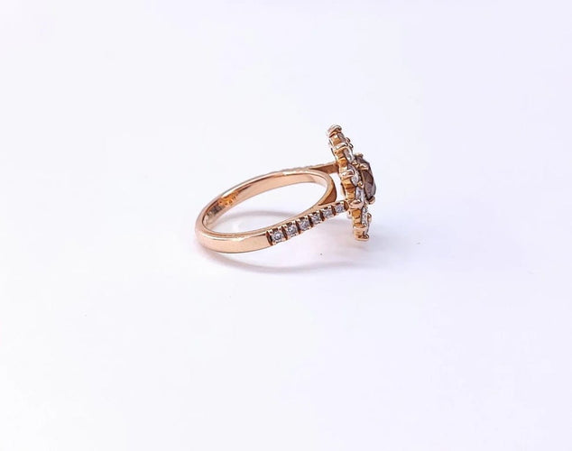 Bague 51 GEMMYO Lefkos - Bague marguerite en or rose 750, diamants 58 Facettes GYO.1722/2