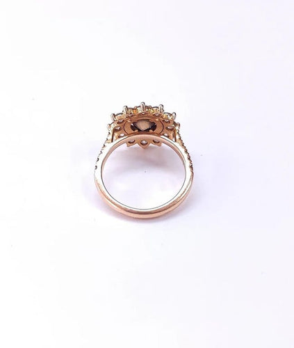 Bague 51 GEMMYO Lefkos - Bague marguerite en or rose 750, diamants 58 Facettes GYO.1722/2