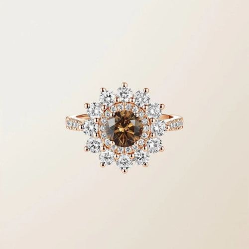 Bague 51 GEMMYO Lefkos - Bague marguerite en or rose 750, diamants 58 Facettes GYO.1722/2