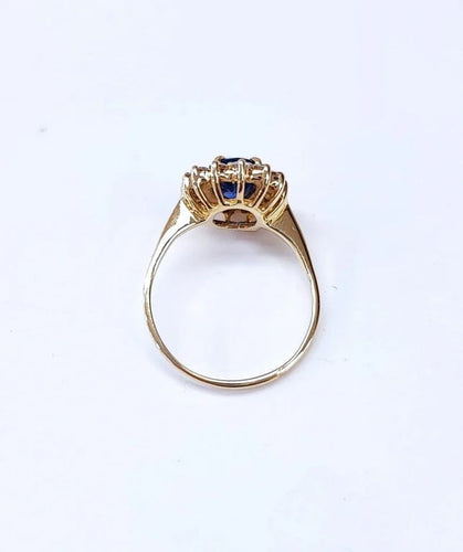 Bague 53.5 Bague marguerite entourage en or jaune 18K, saphir et diamants 58 Facettes Bag.marg.S-1767