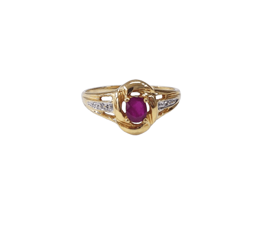 Bague 59 Bague jonc en or jaune 18K avec rubis et diamants 58 Facettes Bag.jonc.R-1801