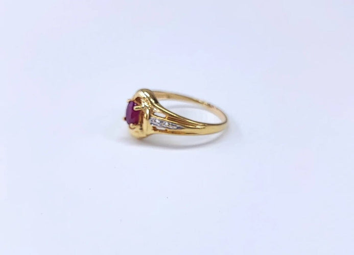 Bague 59 Bague jonc en or jaune 18K avec rubis et diamants 58 Facettes Bag.jonc.R-1801