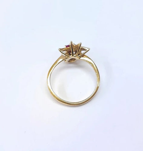 Bague 55 Bague en or jaune 18K avec rubis et diamants 58 Facettes Bag.etincl.1801