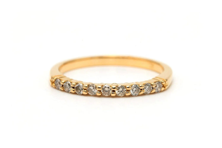 Bague 51 Alliance demi-américaine en or jaune 18 carats et diamants 58 Facettes 23232