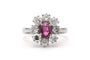 Bague 54 Bague contemporaine en or blanc sertie d’un saphir rose et diamants 58 Facettes 23282