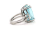 Bague 55 Bague contemporaine en or blanc 18 carats sertie d’une aigue-marine 58 Facettes 23246