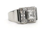 Bague 55 Bague Art déco sertie de diamants taille rose en or blanc 18 ct 58 Facettes 23293