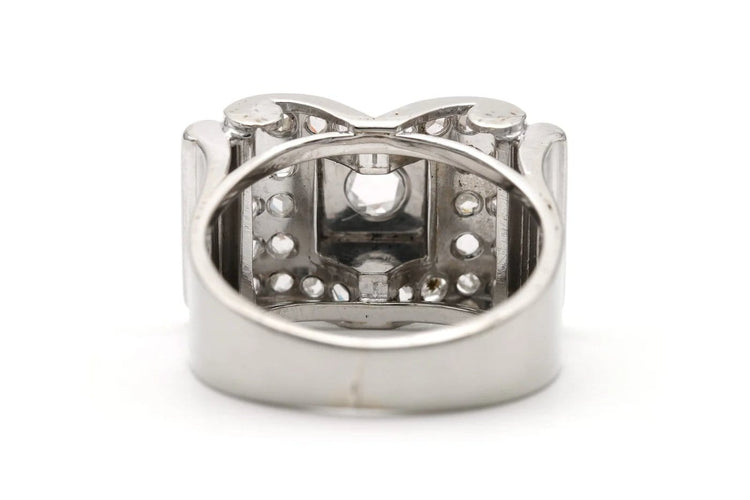 Bague 55 Bague Art déco sertie de diamants taille rose en or blanc 18 ct 58 Facettes 23293