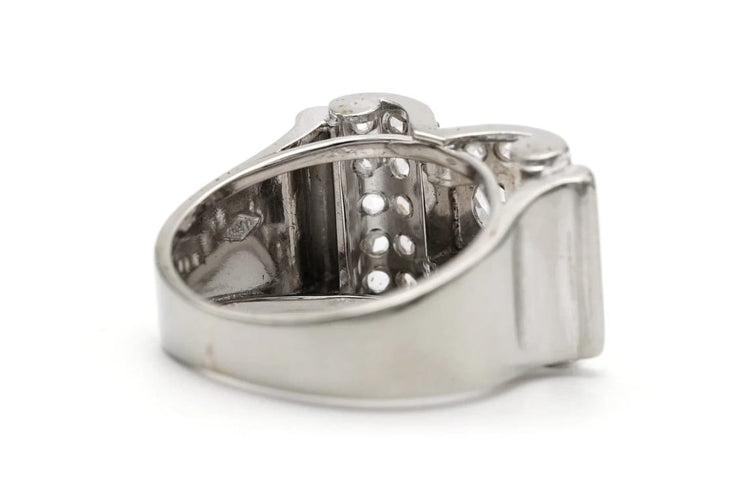 Bague 55 Bague Art déco sertie de diamants taille rose en or blanc 18 ct 58 Facettes 23293