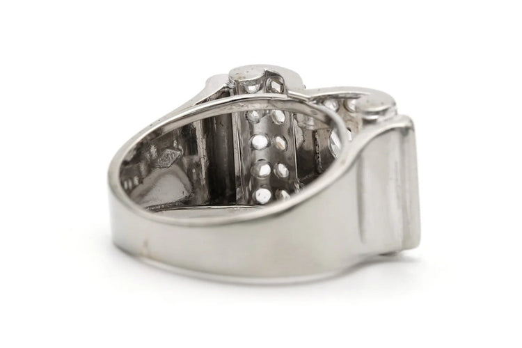 Bague 55 Bague Art déco sertie de diamants taille rose en or blanc 18 ct 58 Facettes 23293
