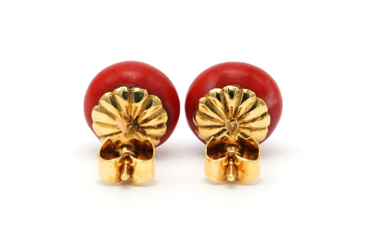 Boucles d'oreilles Art Déco - Boucles d’oreilles en or jaune 18 carats et corail 58 Facettes B798