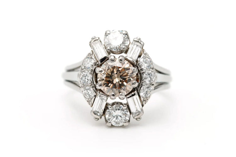 Bague 57 Bague années 70 en or blanc 18 carats et diamants 2,39 ct 58 Facettes 23168
